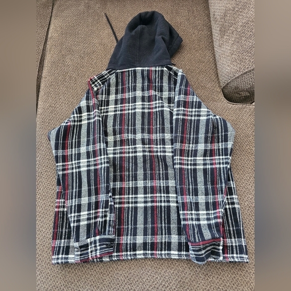 ZARA Flannel Shacket Hoodie Plaid Men XL Button Up Pocket Thick Gorpcore… - Picture 10 of 13